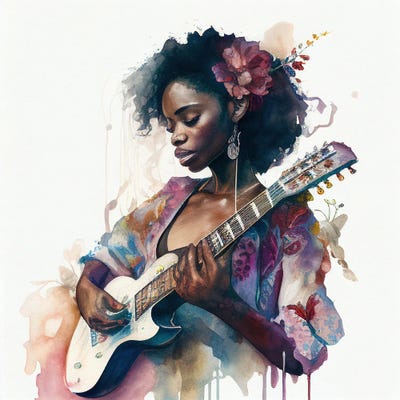Watercolor Musician Woman II by Chromatic Fusion Studio multi panel art