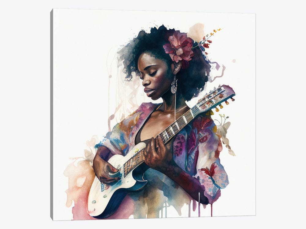 Watercolor Musician Woman II by Chromatic Fusion Studio 1-piece Canvas Art
