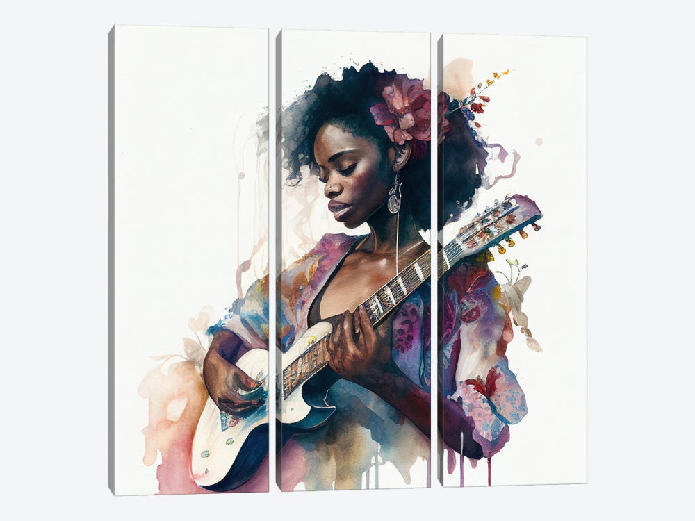 Watercolor Musician Woman II by Chromatic Fusion Studio 3-piece Canvas Art