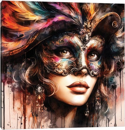 Watercolor Carnival Woman Canvas Art Print - Chromatic Fusion Studio