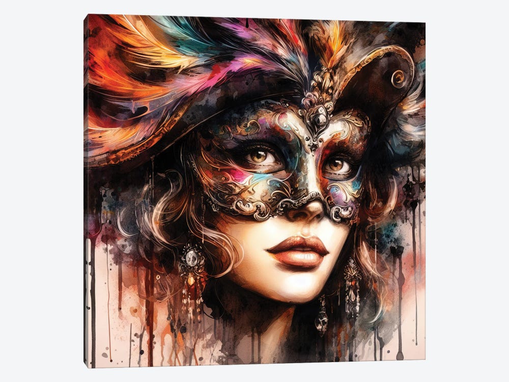 Watercolor Carnival Woman by Chromatic Fusion Studio 1-piece Canvas Artwork