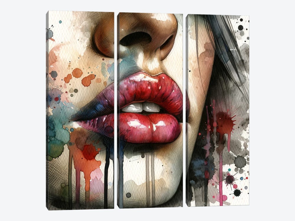 Watercolor Women Lips I by Chromatic Fusion Studio 3-piece Canvas Artwork