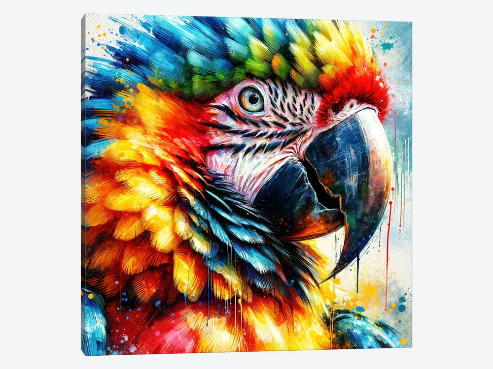 Watercolor Macaw I by Chromatic Fusion Studio 1-piece Canvas Print
