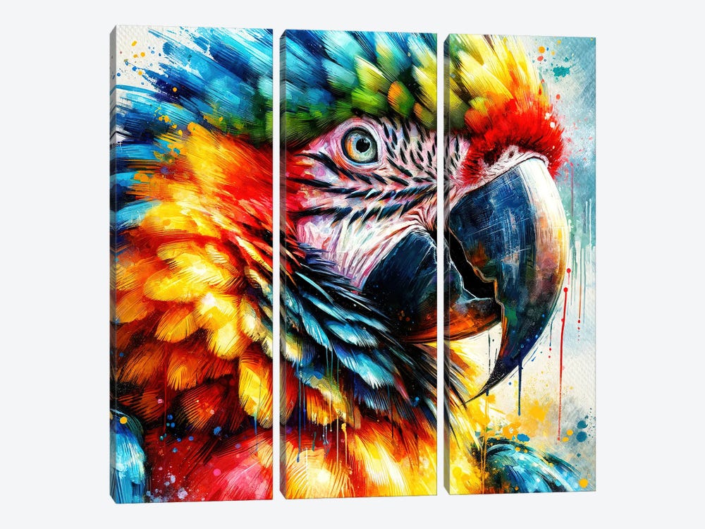 Watercolor Macaw I by Chromatic Fusion Studio 3-piece Art Print
