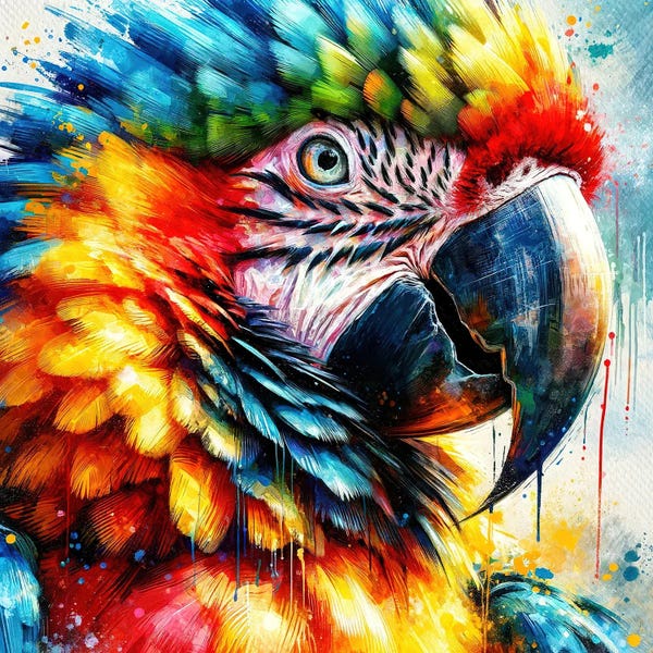 Macaws: Watercolor Macaw I by Chromatic Fusion Studio