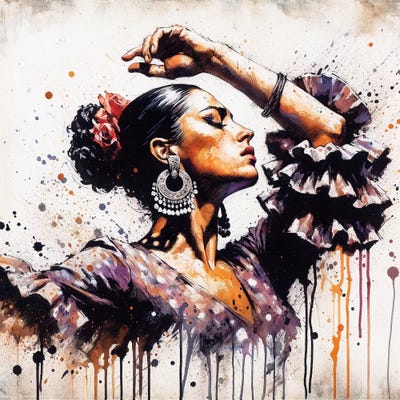 Watercolor Flamenco Dancer I by Chromatic Fusion Studio canvas print