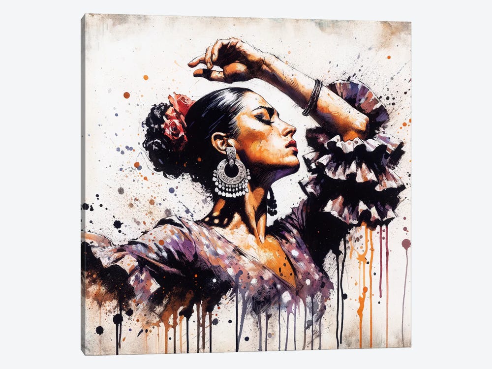 Watercolor Flamenco Dancer I by Chromatic Fusion Studio 1-piece Canvas Print