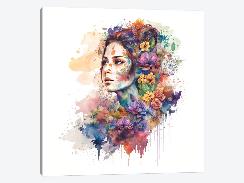 Watercolor Floral Woman III by Chromatic Fusion Studio 1-piece Art Print