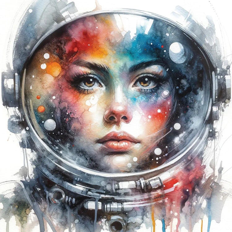 Watercolor Woman Astronaut