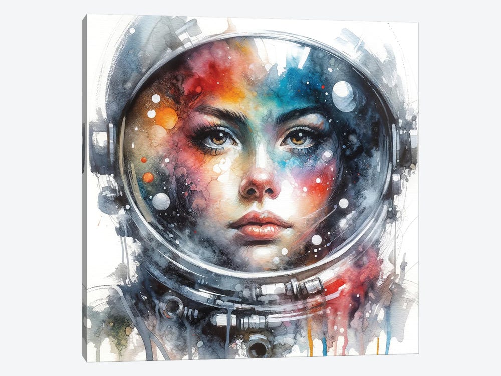 Watercolor Woman Astronaut by Chromatic Fusion Studio 1-piece Canvas Art