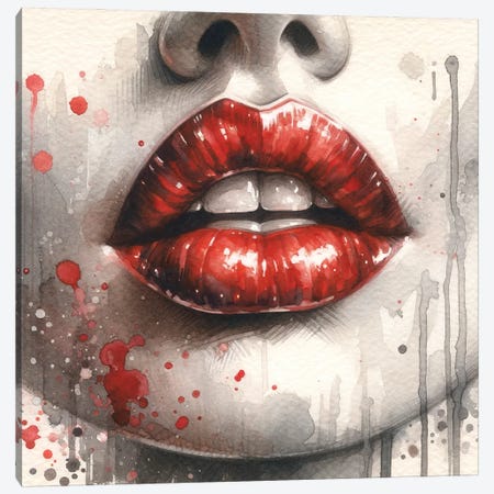 Watercolor Woman Lips II Canvas Print #CFS308} by Chromatic Fusion Studio Art Print