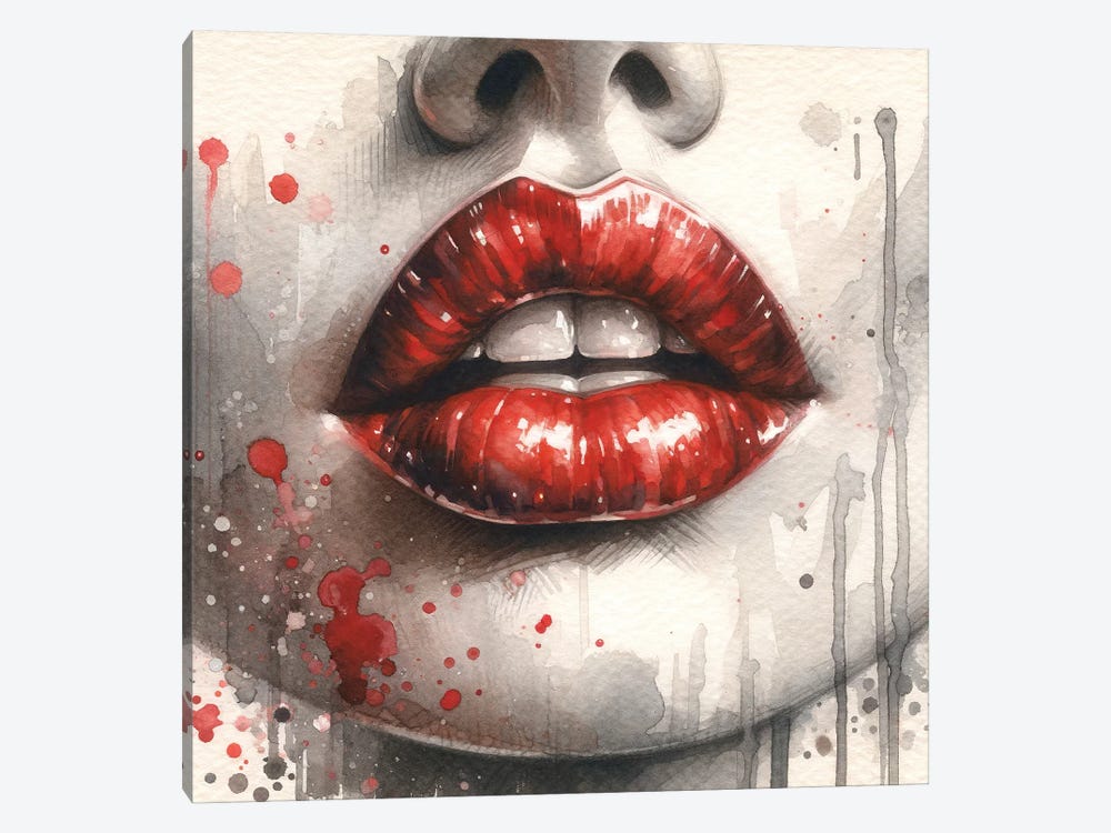 Watercolor Woman Lips II by Chromatic Fusion Studio 1-piece Canvas Print