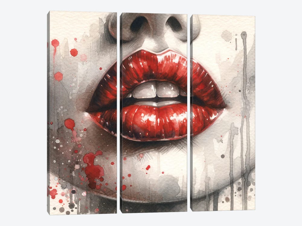 Watercolor Woman Lips II by Chromatic Fusion Studio 3-piece Canvas Print