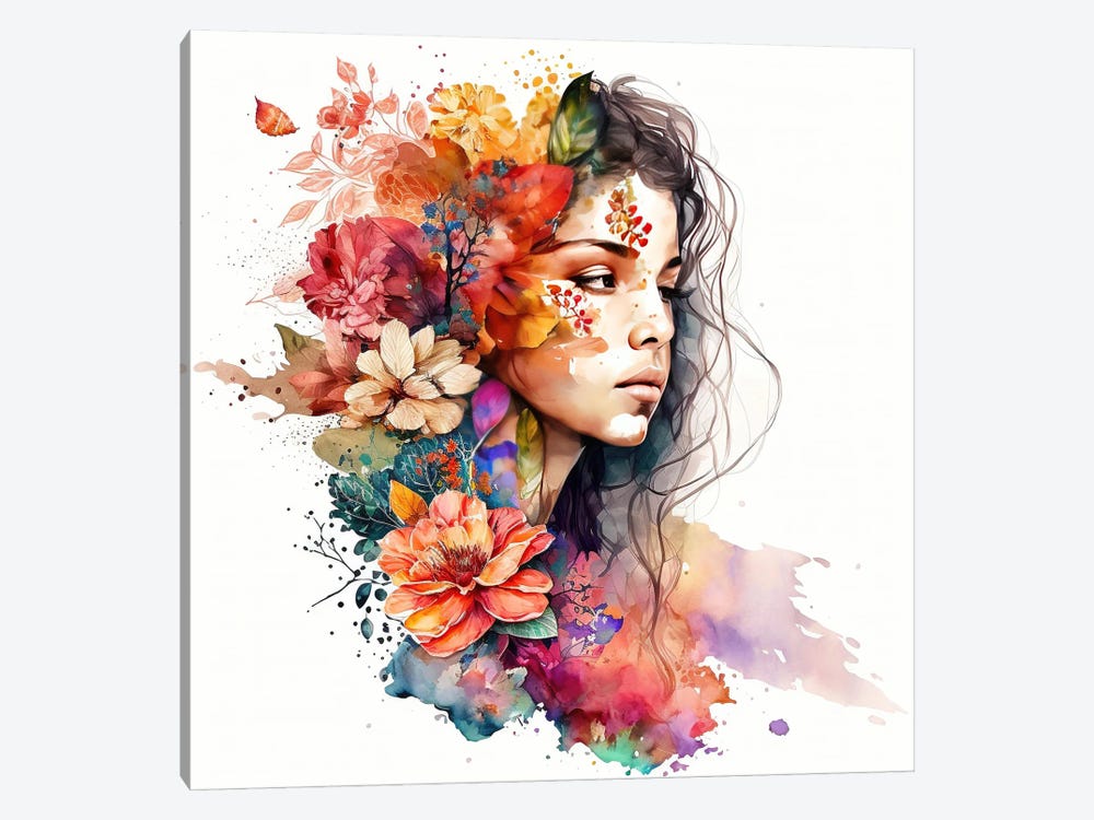 Watercolor Floral Woman VII by Chromatic Fusion Studio 1-piece Canvas Art