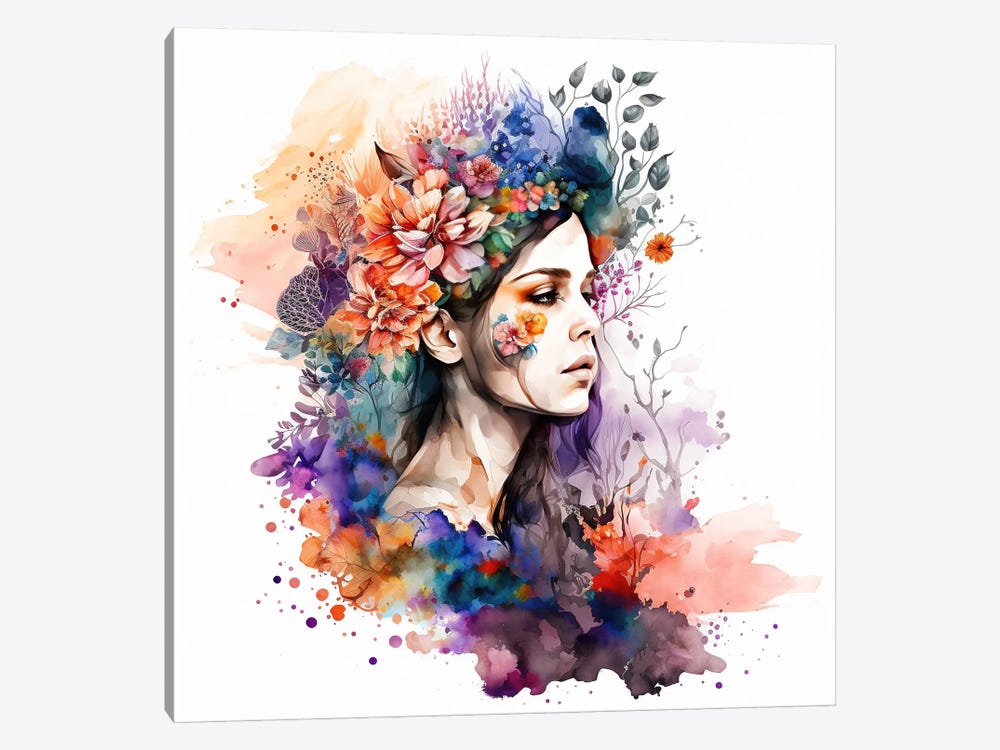 Watercolor Floral Woman VIII by Chromatic Fusion Studio 1-piece Art Print