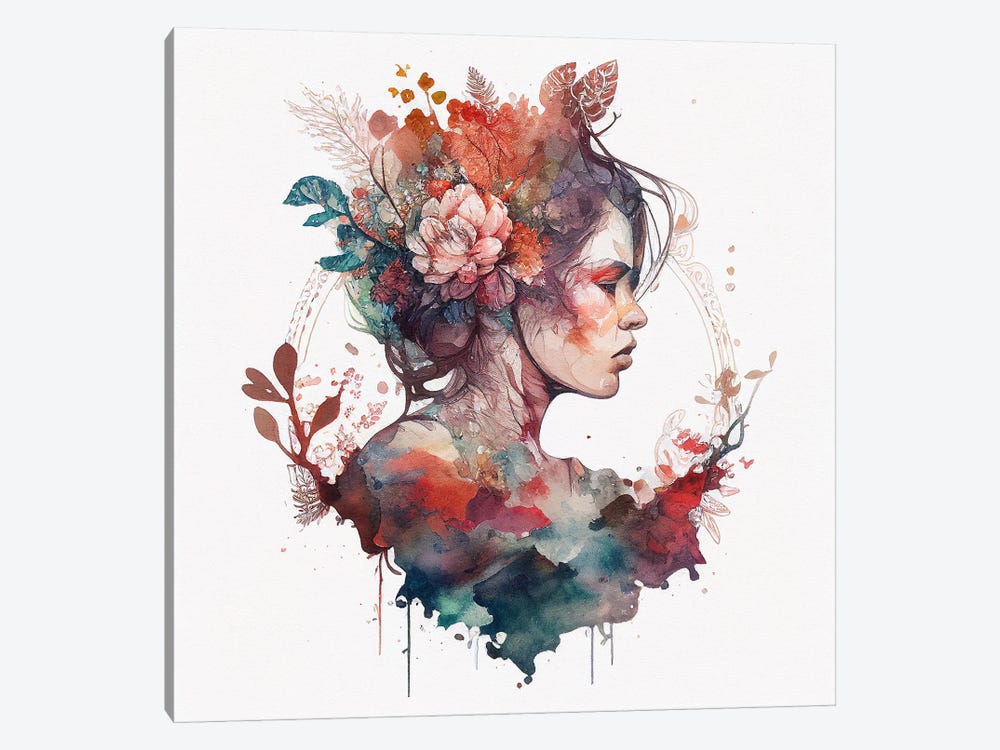 Watercolor Floral Woman IX by Chromatic Fusion Studio 1-piece Canvas Wall Art