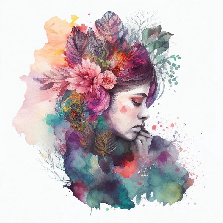 Watercolor Floral Woman X