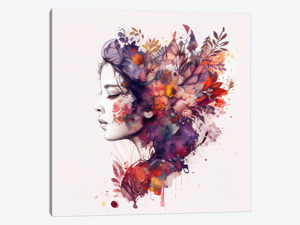 Watercolor Floral Woman XIII by Chromatic Fusion Studio 1-piece Canvas Art