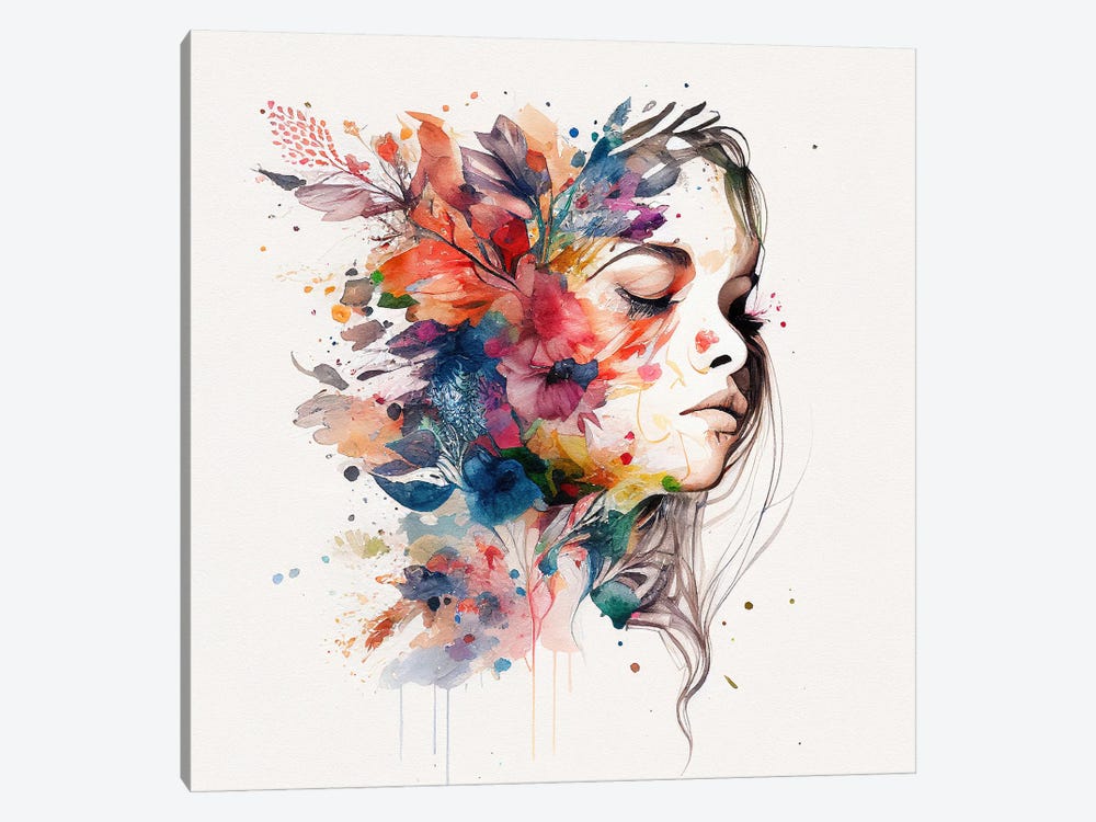 Watercolor Floral Woman XV by Chromatic Fusion Studio 1-piece Canvas Art