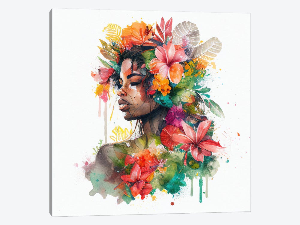 Watercolor Tropical Woman I by Chromatic Fusion Studio 1-piece Canvas Wall Art