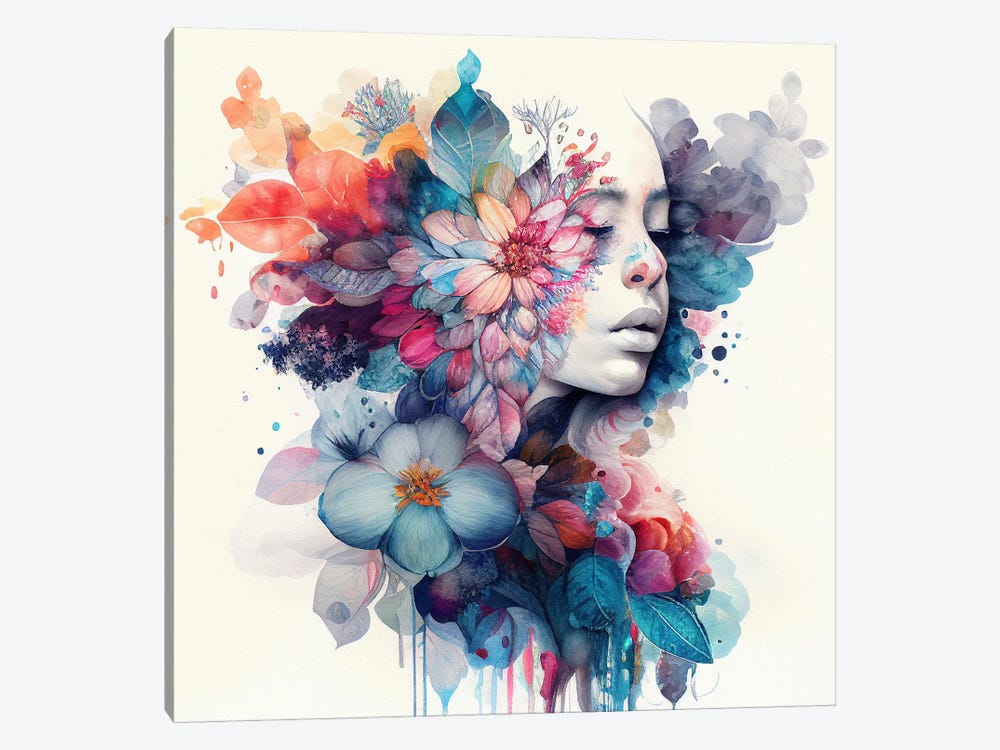 Watercolor Tropical Woman V by Chromatic Fusion Studio 1-piece Canvas Print