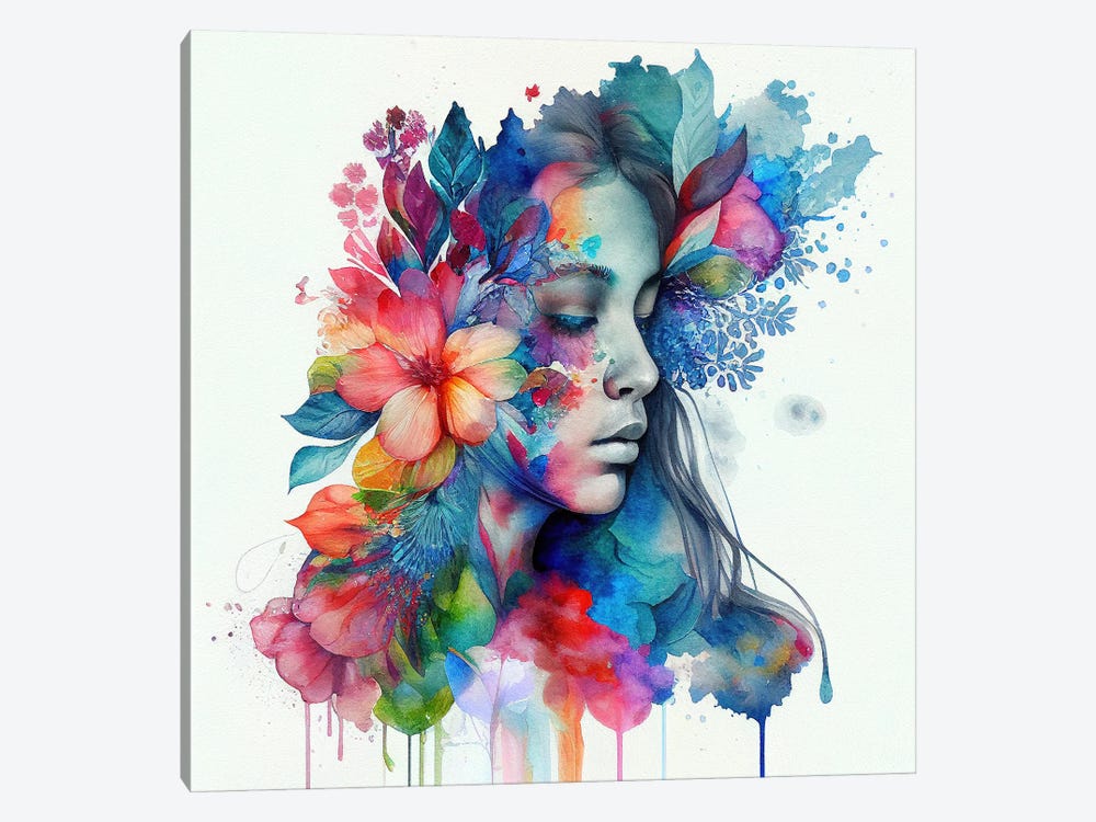 Watercolor Tropical Woman X by Chromatic Fusion Studio 1-piece Canvas Art