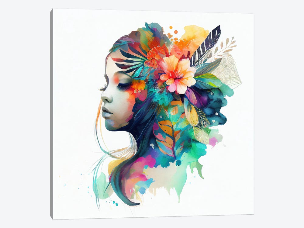 Watercolor Tropical Woman XIV by Chromatic Fusion Studio 1-piece Canvas Artwork