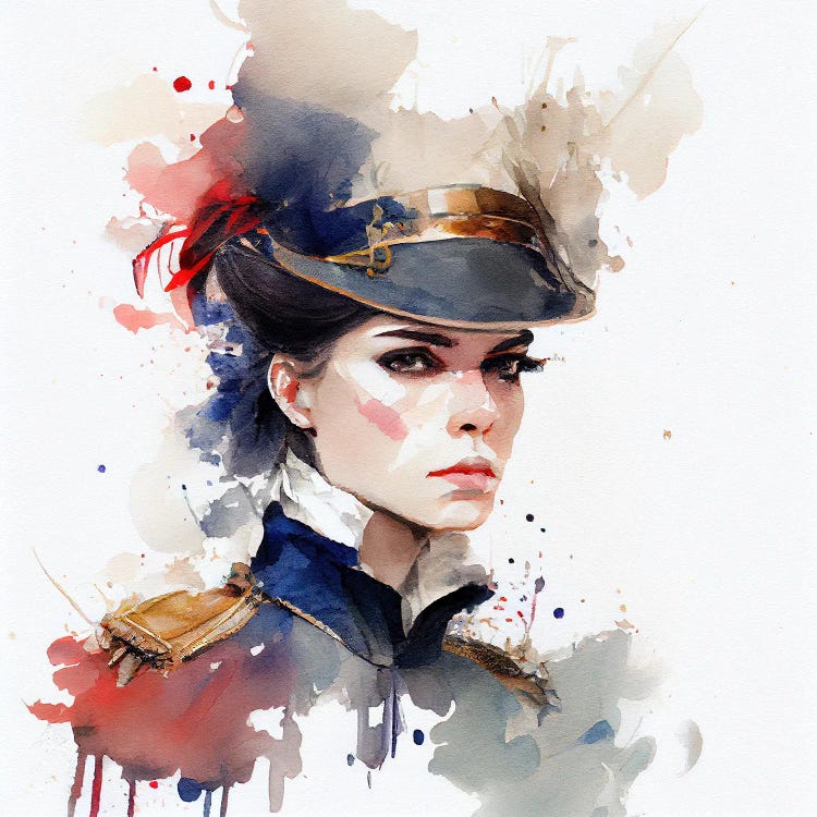 Watercolor Napoleonic Soldier Woman I