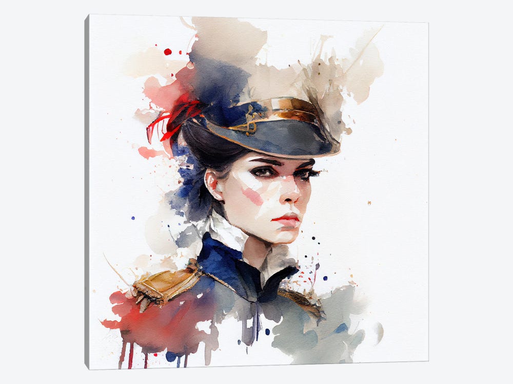 Watercolor Napoleonic Soldier Woman I by Chromatic Fusion Studio 1-piece Canvas Wall Art