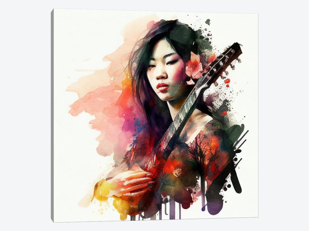 Watercolor Musician Woman I by Chromatic Fusion Studio 1-piece Art Print