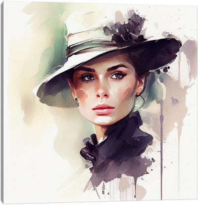 Watercolor Elegant Woman I Canvas Art Print - Chromatic Fusion Studio