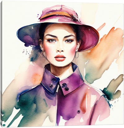 Watercolor Fashion Woman II Canvas Art Print - Chromatic Fusion Studio