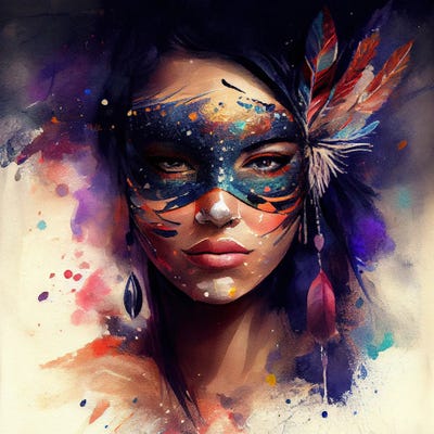 Watercolor Carnival Woman I by Chromatic Fusion Studio canvas print