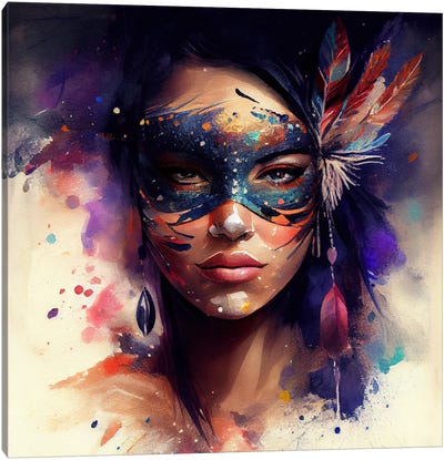 Watercolor Carnival Woman I Canvas Art Print - Chromatic Fusion Studio
