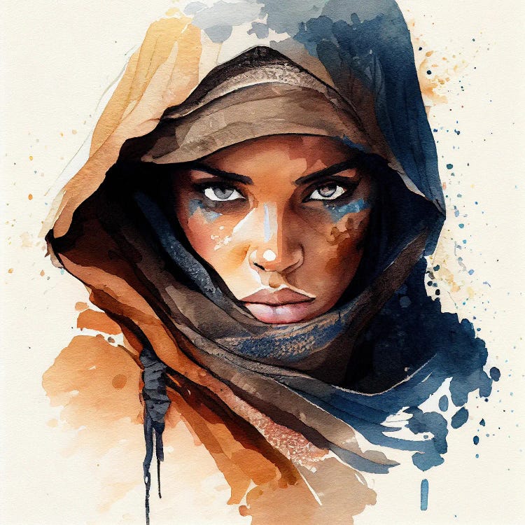 Watercolor Tuareg Woman I