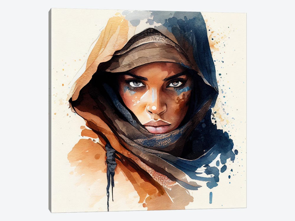 Watercolor Tuareg Woman I by Chromatic Fusion Studio 1-piece Canvas Art Print