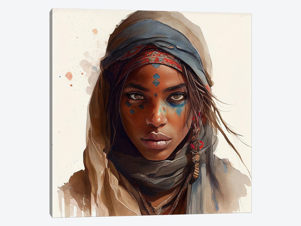 Watercolor Tuareg Woman II by Chromatic Fusion Studio 1-piece Canvas Wall Art