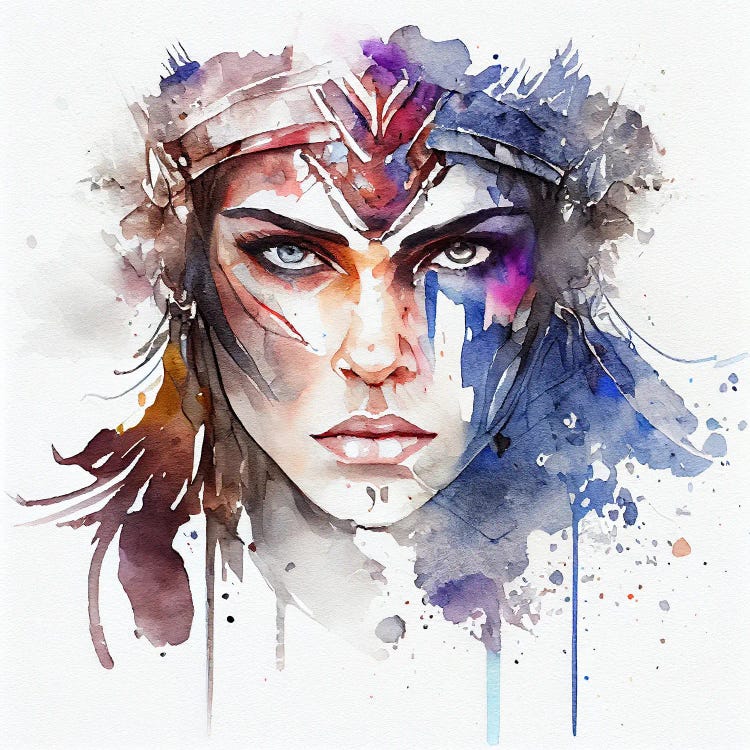 Watercolor Warrior Woman I