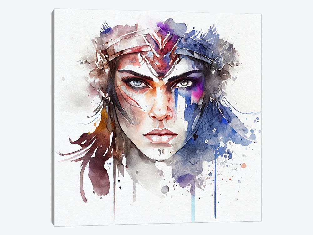 Watercolor Warrior Woman I by Chromatic Fusion Studio 1-piece Canvas Print