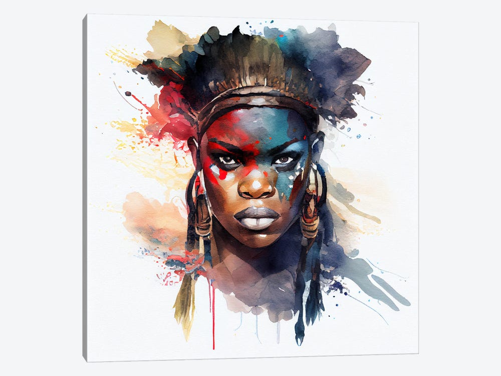Watercolor African Warrior Woman IV by Chromatic Fusion Studio 1-piece Art Print