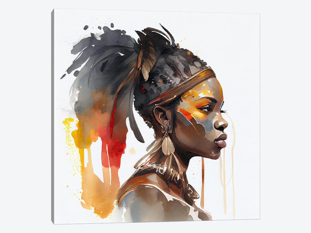 Watercolor African Warrior Woman VII by Chromatic Fusion Studio 1-piece Art Print