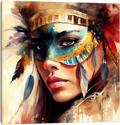 Watercolor Carnival Woman X Canvas Art Print - Chromatic Fusion Studio