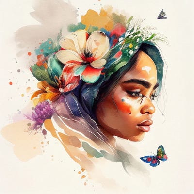 Watercolor Floral Arabian Woman III by Chromatic Fusion Studio art print