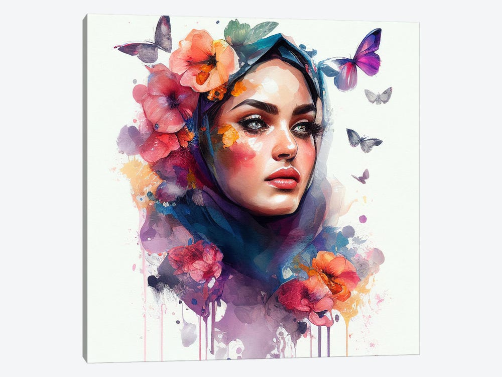 Watercolor Floral Arabian Woman V by Chromatic Fusion Studio 1-piece Canvas Art Print