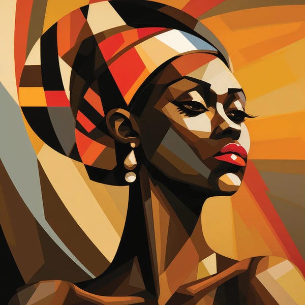 Art Deco: Cubism Ugandan Woman I by Chromatic Fusion Studio