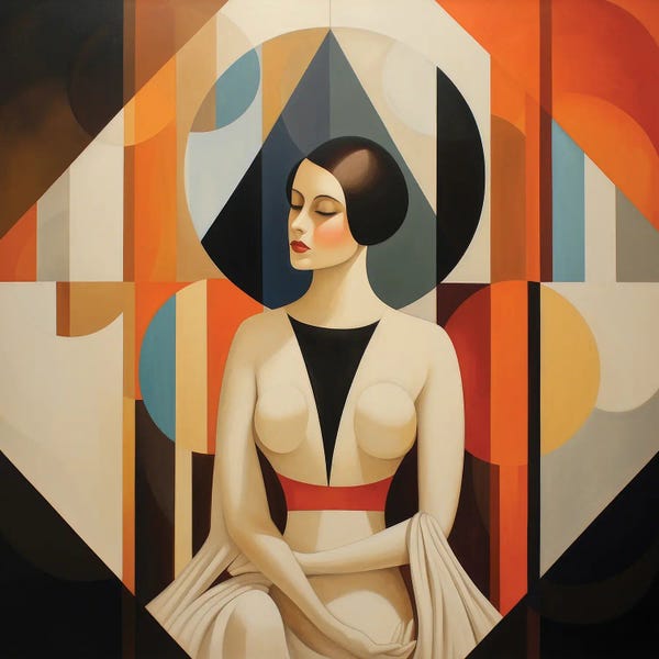 Art Deco: Geometric Italian Woman III by Chromatic Fusion Studio