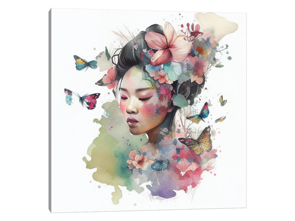 Watercolor Floral Woman IX - Chromatic Fusion Studio Canvas Art
