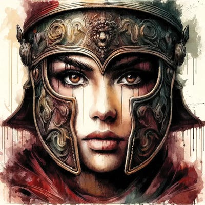 Powerful Medieval Warrior Woman III by Chromatic Fusion Studio multi panel art
