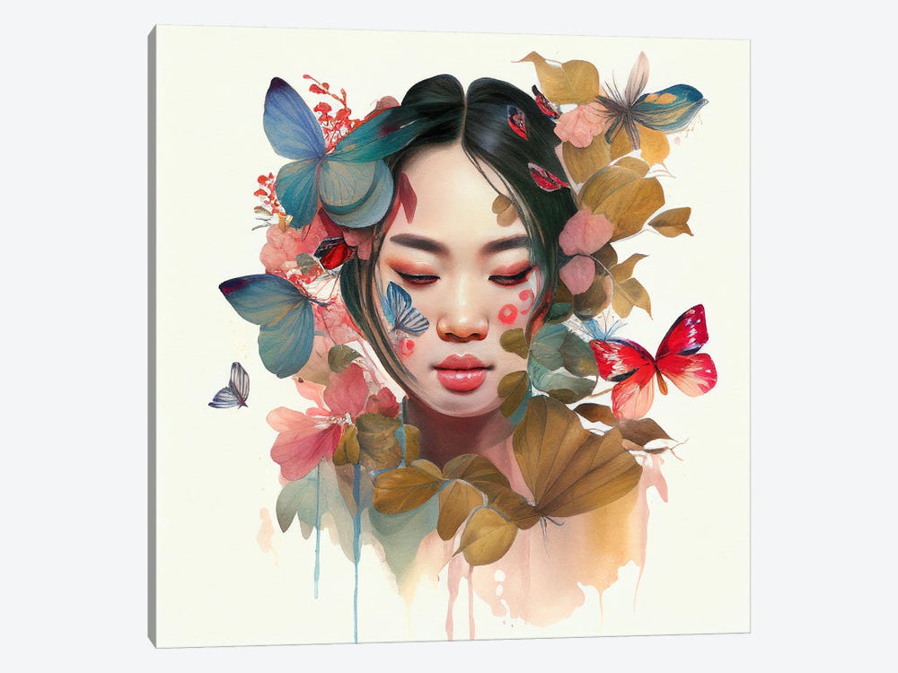 Watercolor Floral Asian Woman IX by Chromatic Fusion Studio 1-piece Canvas Art