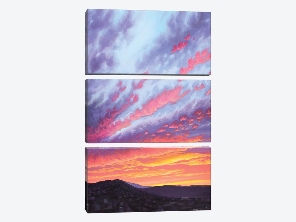 Sunset Over The West Hills V by Catherine Freshley 3-piece Canvas Art Print